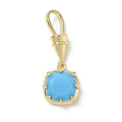 Bleu Ciel Pendentifs en laiton zircon cubique pavé, charmes de pierre unique, charmes carrés, plaqué longue durée, crémaillère plaquage, sans plomb et sans cadmium, réel 18 k plaqué or, bleu ciel, 31mm, Trou: 8x5mm