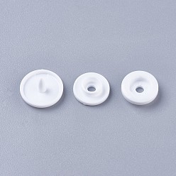 Blanc Fermetures à pression en résine, boutons imperméables, plat rond, blanc, bouchon: 12x6.5mm, broche: 2 mm, goujon: 10.5x3.5 mm, trou: 2 mm, douille: 10.5x3 mm, Trou: 2mm