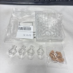 Шестиугольник 10 шт. прозрачные стеклянные бутылочки для загадывания желаний, шарик контейнеры, с 10шт пробкой, шестиугольник, 2~2.05x1.25~1.3x2.6~2.65 см, отверстие : 6 мм