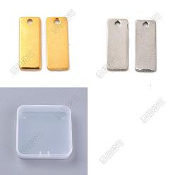 Real Gold Plated & Stainless Steel Color 120Pcs 2 Colors 201 Stainless Steel Charms, Stamping Blank Tag, Rectangle, Real Gold Plated & Stainless Steel Color, 13x5x0.5mm, Hole: 1.2mm, 60pcs/color