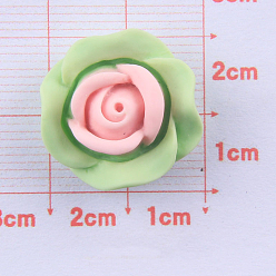 Pale Green Opaque Resin Cabochons, Rose, Pale Green, 20mm