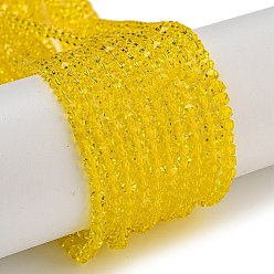 Желтый Стеклянные бусины с гальваническим покрытием , гальваническое покрытие, граненые, звезда, желтые, 3x4x4 мм, отверстие : 1 мм, около 98 шт / нитка, 12.60'' (32 см)