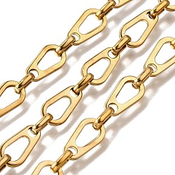 Настоящее золото 18K Ионное покрытие (IP) 304 цепи с каплевидными звеньями из нержавеющей стали, несварные, реальный 18 k позолоченный, 13.5x7.5x1.5 мм