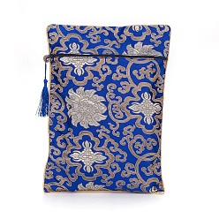 Blue Silk Pouches, with Zipper, Blue, 33.7~33.8x23.9~24.2cm