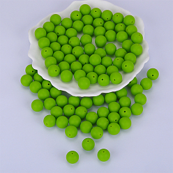 Green Yellow Round Silicone Focal Beads, Chewing Beads For Teethers, DIY Nursing Necklaces Making, Green Yellow, 15mm, Hole: 2mm