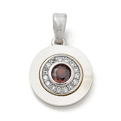 Платина Подвески из латуни с микропаве из циркония, с подвесками из ракушек и стекла, платина, 14x12x2.5 мм, отверстие : 5x2.5 мм