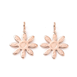 Rose Gold Ion Plating(IP) 304 Stainless Steel Pendants, Flower, Rose Gold, 10x7x2mm, Hole: 1mm