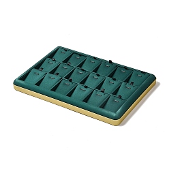 Green 18-Slot PU Leather Pendant Necklace Display Tray Stands, Jewelry Organizer Holder for Necklace Storage, Rectangle, Green, 30.5x20.5x3cm