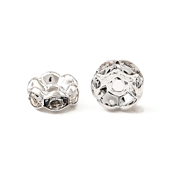 Кристалл Латунные бусины разделители для поставки стразов, класс AAA, волнистый край, без никеля , серебряный цвет гальваническим, рондель, кристалл, 8x3.8 мм, отверстие : 1.5 мм