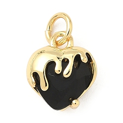 Черный Кулон из циркония, сердце прелести, долговечный, без кадмия и без свинца, стойки покрытие, с целью перехода в кольце, реальный 18 k позолоченный, чёрные, 11.5x10x6 мм, отверстие : 3.3 мм