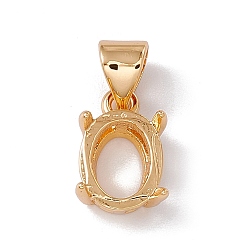 Golden Brass Pendant Cabochon Settings, Basket Pendant Setting with Prongs Mounting, Open Back Bezel Pandent Settings, Oval, Golden, Tray: 9x7mm, 11.4x7.2x5mm, Hole: 4mm