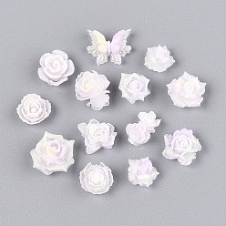 чертополох Светящиеся цветочные кабошоны из смолы, для изготовления ювелирных изделий, с блеском порошок, светится в темноте, чертополох, 6~12x6~12x2.5~6 мм, о 2500~3000 шт