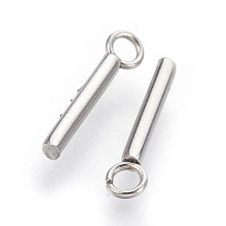 Stainless Steel Color 202 Stainless Steel Pendants, Bar, Stainless Steel Color, 13x1.5mm, Hole: 1.5mm