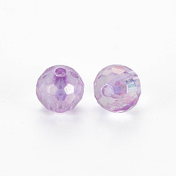Medium Orchid Transparent Acrylic Beads, AB Color, Round, Faceted, Medium Orchid, 8mm, Hole: 1.6mm, about 1810pcs/500g