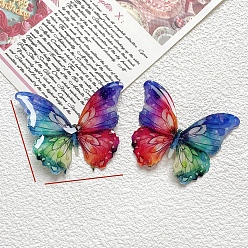 Синий Кабошоны из смолы, бабочка, с блеском порошок, синие, 53x44 мм