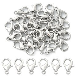 Platinum Zinc Alloy Lobster Claw Clasps, Parrot Trigger Clasps, Cadmium Free & Lead Free, Jewelry Making Findings, Platinum, 12x6mm, Hole: 1.2mm