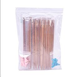 Mixed Color Bamboo Knitting Needles, Crochet Hooks, Double Pointed Carbonized Sweater Needles, Needle Caps, Mixed Color, 200mm, 5pcs/bag, 15bags/set