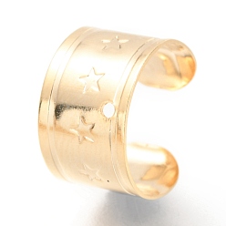 Golden 304 Stainless Steel Ear Cuff Findings, with Hole and Star Pattern, Golden, 11x7mm, Hole: 1mm
