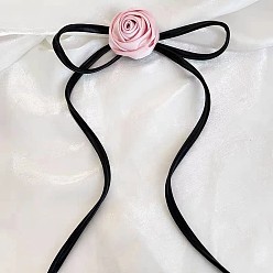 Pink Rose Necklace Rose Flower Pendant Necklace - Sweet and Cool Girl 3D Floral Collarbone Chain