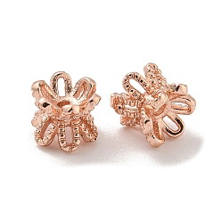 Розовое Золото Шапочки и конусы для бусин, латунные, Двухсторонняя, долговечный, без свинца и без кадмия, розовое золото , 6x5.5 мм, отверстие : 1.2 мм