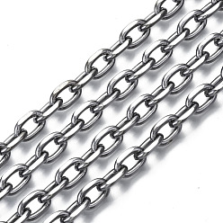 Gunmetal Unwelded Iron Cable Chains, Diamond Cut Chains, with Spool, Gunmetal, 10.7x6.8x1.9mm, about 32.8 Feet(10m)/roll