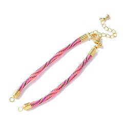 Pink Нейлона шнур браслеты, для изготовления браслета с соединителем, с реечным покрытием, золотыми застежками-карабинами и удлинителями цепочек, долговечный, без кадмия и без свинца, розовые, 5-3/4~6x1/8x1/8 дюйм (14.7~15.2x0.3 см)