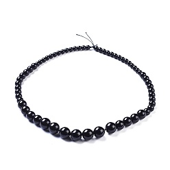 Obsidian Natural Obsidian Graduated Beads Strands, Round, 6~12mm, Hole: 1.2mm, 63pcs/strand, 18.2 inch(46.3cm)