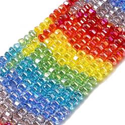 (52) Непрозрачная лаванда Стеклянные бусины с гальваническим покрытием , рондель, граненые, разноцветные, 6x4 мм, отверстие : 1 мм, около 61 шт / нитка, 11.02'' (28 см)