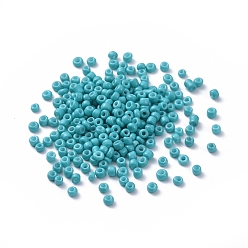 Turquoise Foncé Cuisson de peinture perles de rocaille en verre, turquoise foncé, 8/0, 3mm, Trou: 1mm, environ1111 pcs / 50 g, 50 g / sac, 18sacs/2livres
