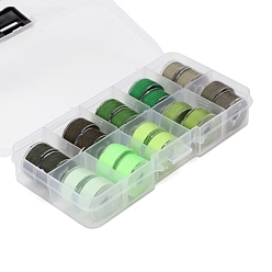 Lime Green 20 Rolls 10 Colors Sewing Thread, Plastic Bobbins Sewing Machine Spools with Clear Storage Case Box, Lime Green, 0.4mm, about 38.28 Yards(35m)/Roll, 2 rolls/color