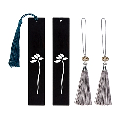 Coconut Brown DIY Wood Bookmarks, with Tassel Pendant Decoration and Polyester Tassel Big Pendant Decorations, Coconut Brown, 127mm