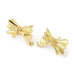 Real 18K Gold Plated Bowknot Rack Plating Brass Stud Earrings, Long-Lasting Plated, Lead Free & Cadmium Free, Real 18K Gold Plated, 19.5x25.5mm