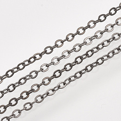 Gunmetal Iron Cable Chains, Soldered, with Spool, Flat Oval, Gunmetal, 2x1.5x0.3mm, about 100yard/roll