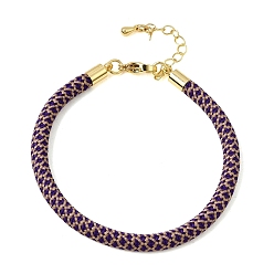 Indigo Braided Round Polyester Cord Bracelet Makings, with Brass Findings and 202 Stainless Steel Lobster Claw Clasps, Golden, Indigo, 7.28 inch(18.5cm)