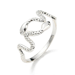 925 Sterling Silver Plated 304 Stainless Steel Snake Wrap Open Cuff Ring, Hollow Chunky Ring for Women, 925 Sterling Silver Plated, US Size 7 1/4(17.5mm)