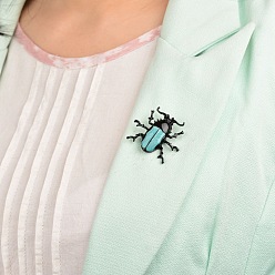 Черный Брошь в виде насекомого из светящегося сплава, чёрные, 34x39 мм