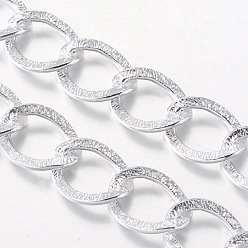 Silver Aluminium Twisted Chains Curb Chains, Unwelded, Silver Color, Link: about 15x20mm