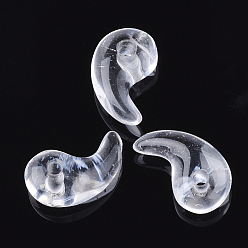 Watermelon Stone Glass White Watermelon Stone Glass Pendants, Magatama, 30x18x8~11mm, Hole: 3~4mm