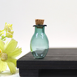Teal Glass Bead Containers, Wishing Bottle with Cork, Teal, 1.5x2.7cm