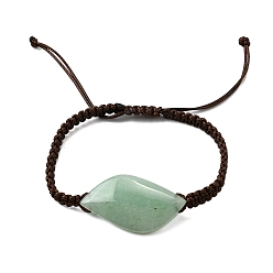 Зеленый Авантюрин Бусины из натурального зеленого авантюрина плетеные браслеты из бусин, регулируемые браслеты из вощеной веревки, внутренний диаметр: 2 дюйм (5.2 см) ~ 3-5/8 дюйм (9.2 см)