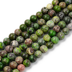 Green Natural American Turquoise Beads Strands, Dyed & Heated, Round, Green, 6mm, Hole: 1mm, about 59~60pcs/strand, 15-1/8 inch(38.5cm)