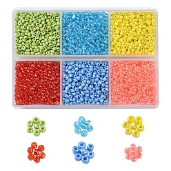 Mixed Color 4302Pcs 6 Style 12/0 Round Glass Seed Beads, Opaque & Transparent Colours Luster, Mixed Color, 2~2.5x1.5~2mm, Hole: 0.8~1mm, 767Pcs/style