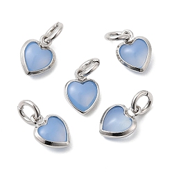 Светло-Синий Кулон из циркония, сердце прелести, без кадмия и без свинца, стойки покрытие, долговечный, с целью перехода в кольце, платина, голубой, 9x7x3.5 мм, отверстие : 3 мм