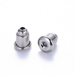 Stainless Steel Color 304 Stainless Steel Bullet Ear Nuts, Earring Backs, Stainless Steel Color, 5.5x5.5x4.5mm, Hole: 1.2mm