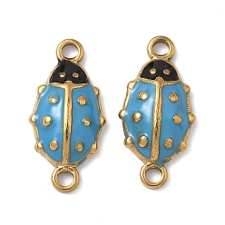 Светло-Голубой 304 подвески-соединители в виде божьей коровки из нержавеющей стали, ссылки на насекомых, ионное покрытие (ip), золотые, Небесно-голубой, 16x7.5x3 мм, отверстие : 1.2 мм