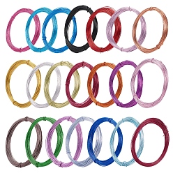Mixed Color Round Aluminum Craft Wire, for Beading Jewelry Craft Making, Mixed Color, 20 Gauge, 0.8mm, about 32.8 Feet(10m)/roll, 20colors, 1roll/color, 20 rolls/set