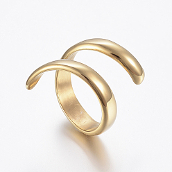 Golden Ion Plating(IP) 304 Stainless Steel Finger Rings, Golden, Size 6~9, 16~19mm