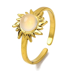 Натуральный Агат Перстни из натурального белого агата, солнечно-золотистый тон 304 открытые манжеты из нержавеющей стали для женщин, 12 мм