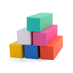 Random Single Color or Random Mixed Color Four-sided Sponge Sanding Nail File Buffer Block, UV Gel Polish Tools, Cuboid, Random Single Color or Random Mixed Color, 9.5x2.4x2.4cm