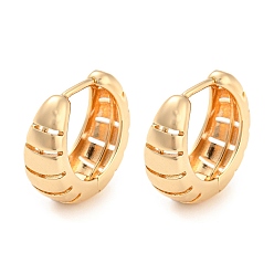 Light Gold Rack Plating Brass Thick Hoop Earrings for Women, Horn, Light Gold, 19.5x8mm
